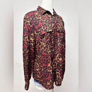 Nexx New York 100% Silk Leopard Print Button Down Shirt Women’s XL